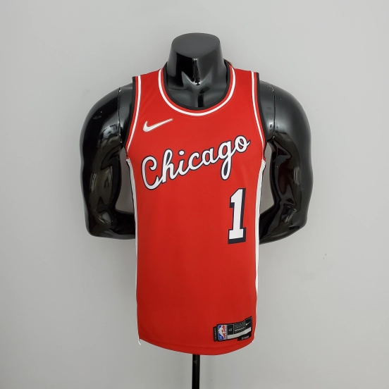 75th Anniversary 2022 Season Chicago Bulls ROSE#1 City Edition Red NBA Jersey