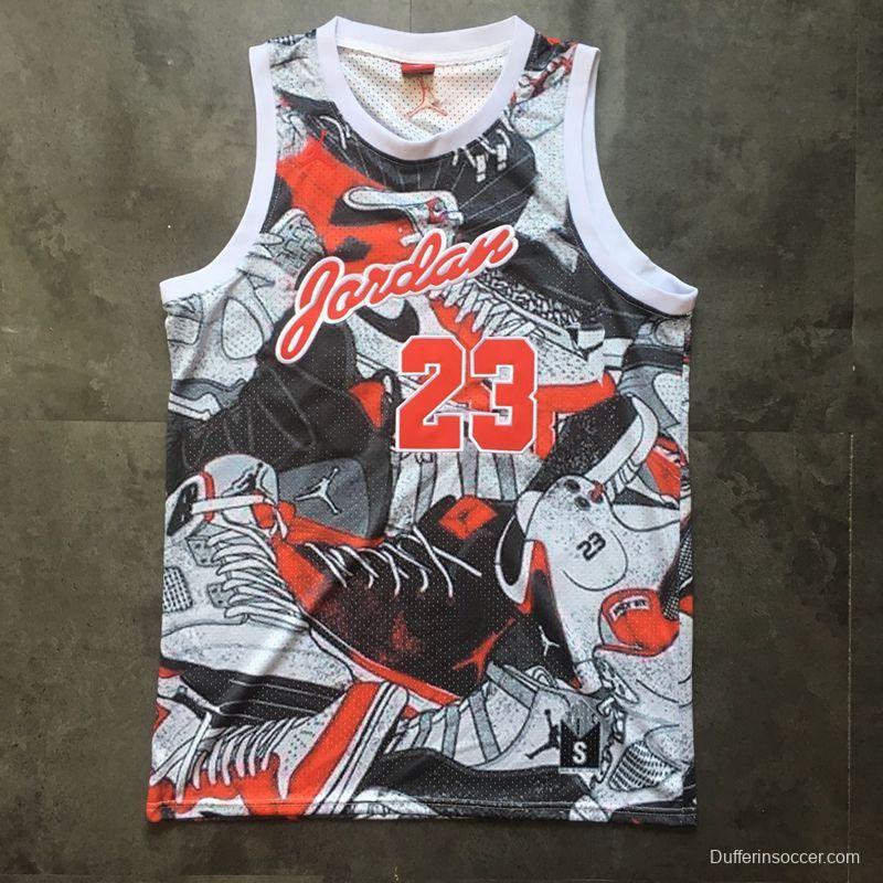 Men's Michael Jordan Gray And Red Retro Classic Team Jersey