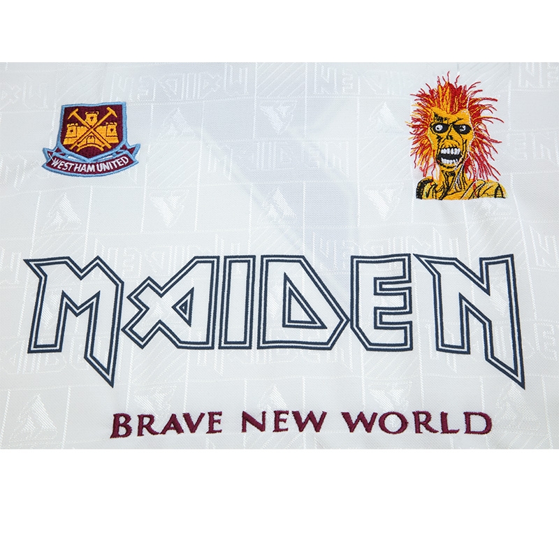 Retro 99/01 West Ham X Iron Maiden Away White Jersey With #7