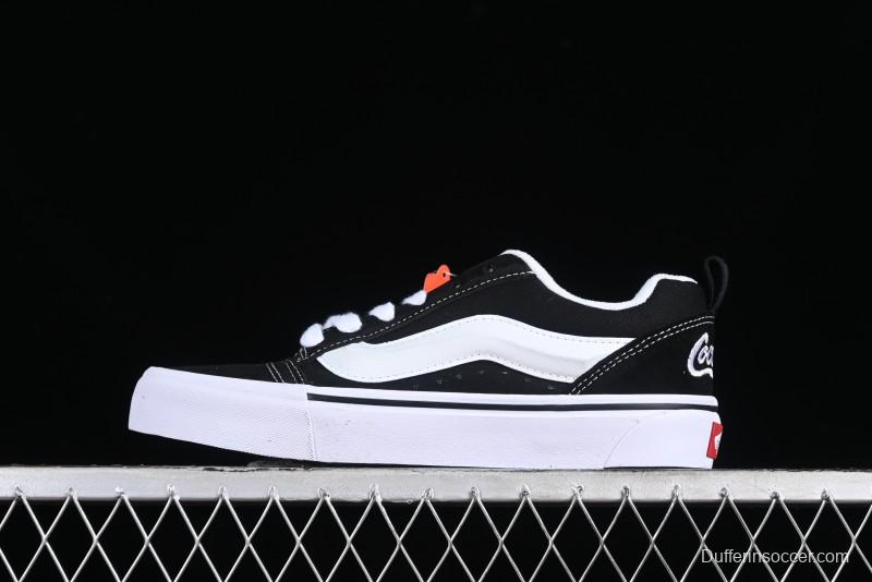 Vans Classics Knu Skool Coca-Cola Collaboration Black White Embroidery Chunky Tongue Sneakers - VN0009QC6BTI