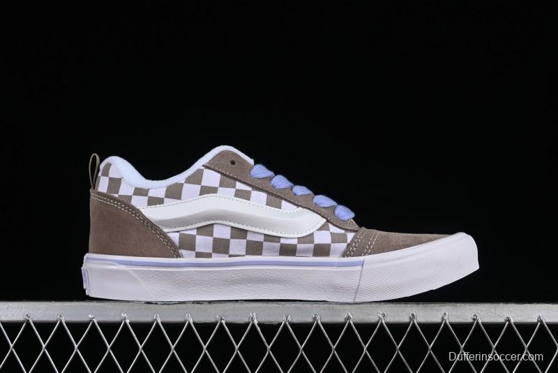 Vans Classics Knu Skool Retro Chunky Sneakers in Light Brown/Lilac Checkerboard - VN0009QC0AK