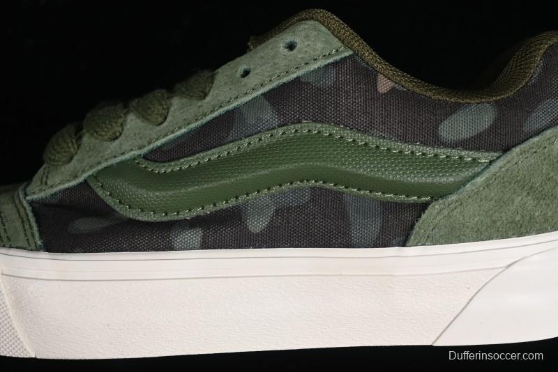 Vans Classics Knu Skool Camo Army Green Chunky Tongue Platform Sneakers - VN0007QC0WD