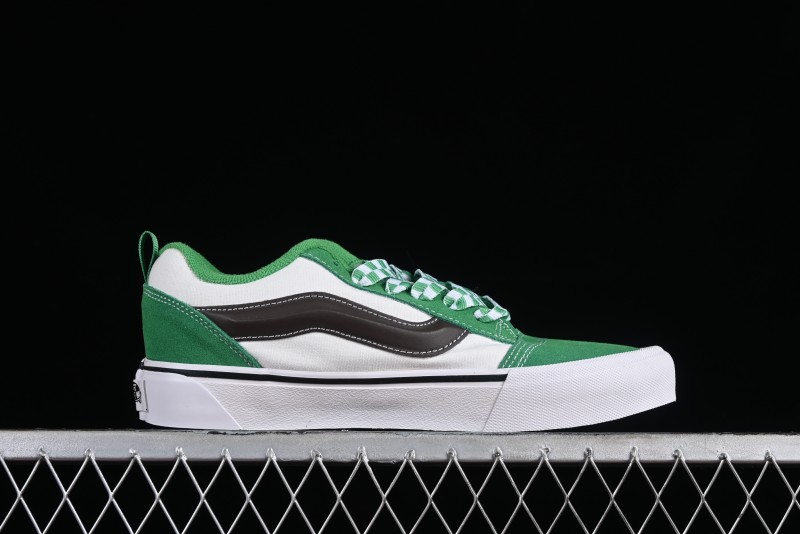 Vans Classics Knu Skool White Green Chunky Tongue Retro Sneakers - VN0009QCV0N