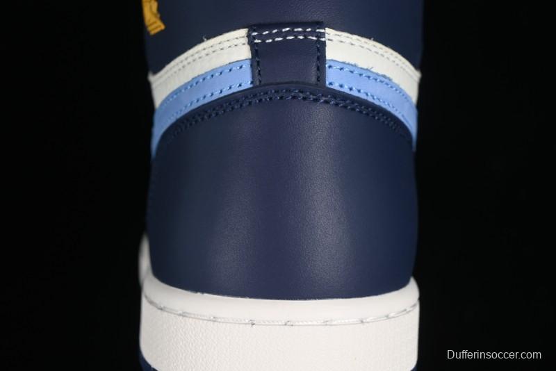 Nike Air Jordan 1 High OG "First in Flight" Basketball Shoes with UNC Blue and Yellow Accents - FD2596-400