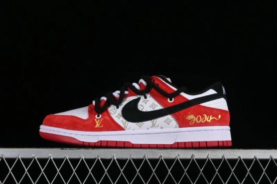 Nike SB Dunk Low Year of the Dragon Limited Edition - Black Swoosh Red Luck High-End Custom Low-Top Casual Sneakers - SJ2068-231