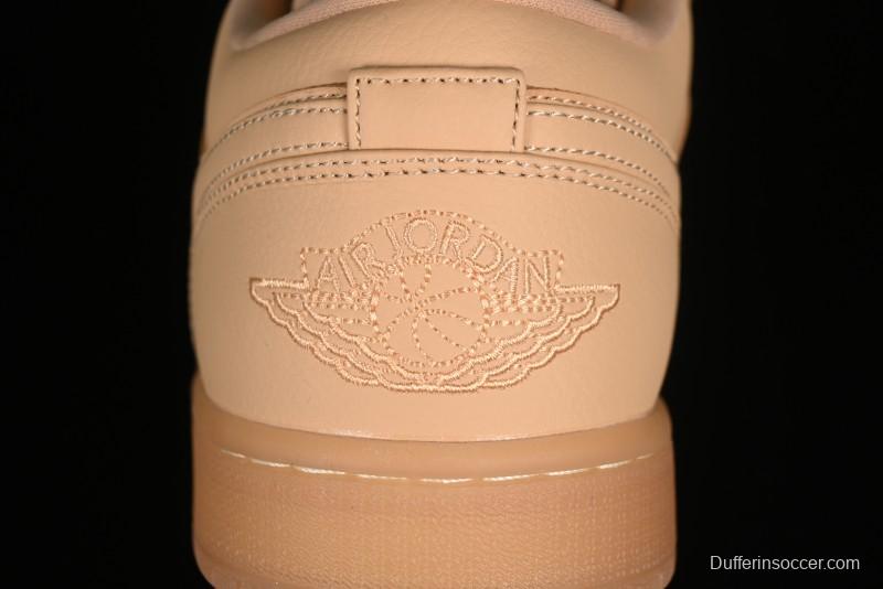 Nike Air Jordan 1 Low AJ1 Lifestyle Basketball Shoes in Warm Yellow with Gum Sole - FZ3972-294