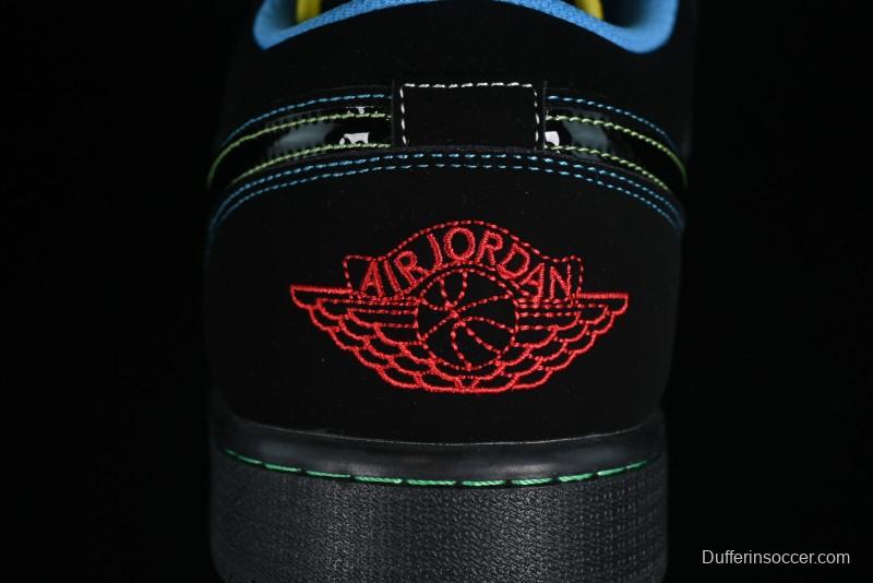 Nike Air Jordan 1 Low AJ1 Black Green Low Top Lifestyle Basketball Shoes - 338145-003