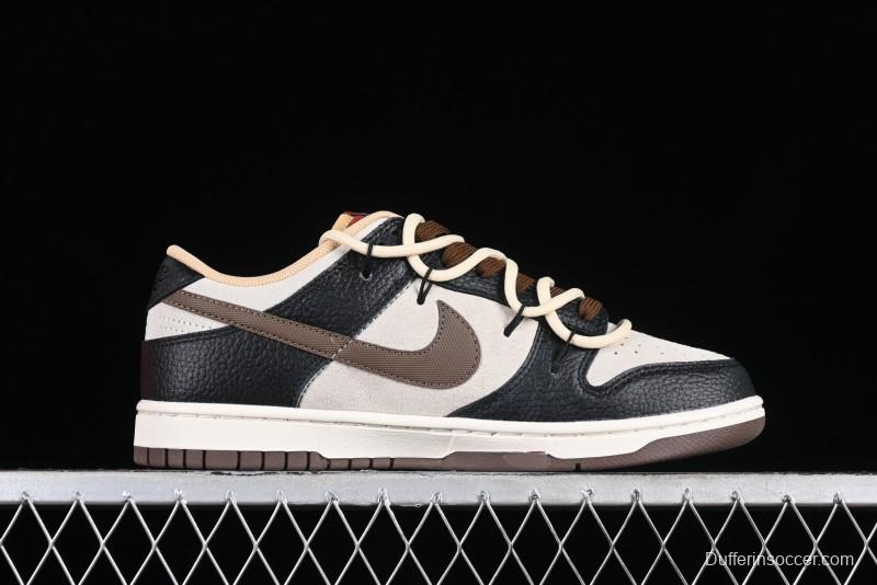 Nike Dunk Low "Mars Stone" Witch Puppet Themed SB Lace-Up Low-Top Casual Sneakers in Black/Mocha Brown - DR9704-200