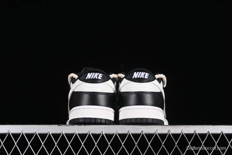 Nike Dunk Low SB Deconstructed Lace-Up Casual Sneakers with Scottish Plaid and Hemp Rope Design - DD1391-100