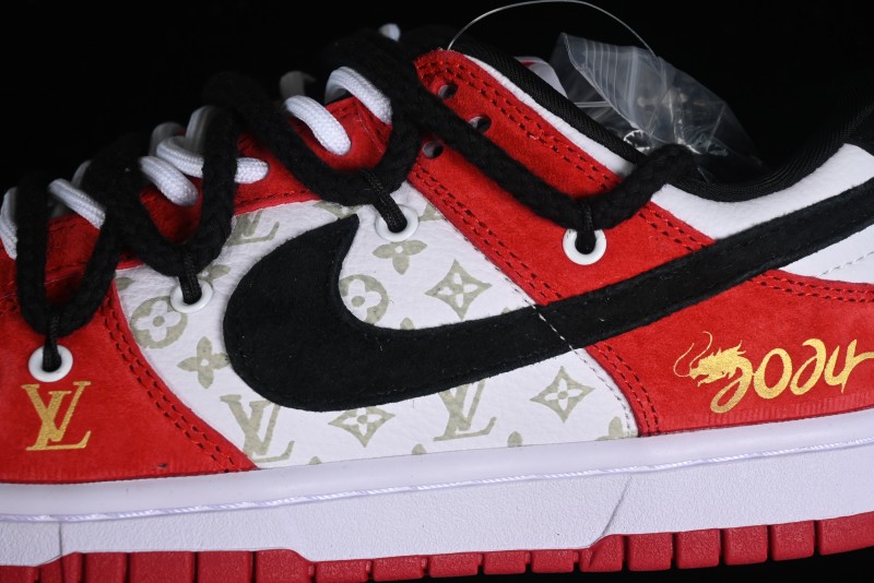 Nike SB Dunk Low Year of the Dragon Limited Edition - Black Swoosh Red Luck High-End Custom Low-Top Casual Sneakers - SJ2068-231
