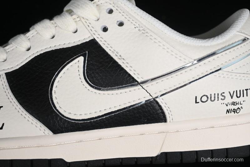 Nike SB Dunk Low LV Collaboration - Elegant Black White Night Light Anniversary High-End Custom Low-Top Casual Sneakers BB8766-208