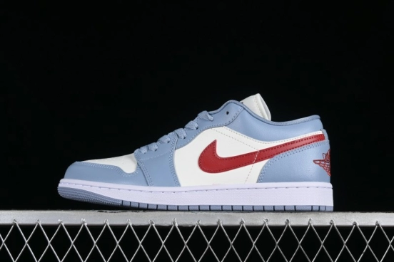 Nike Air Jordan 1 Low AJ1 White Blue Red Toe Casual Sneakers - DC0774-164