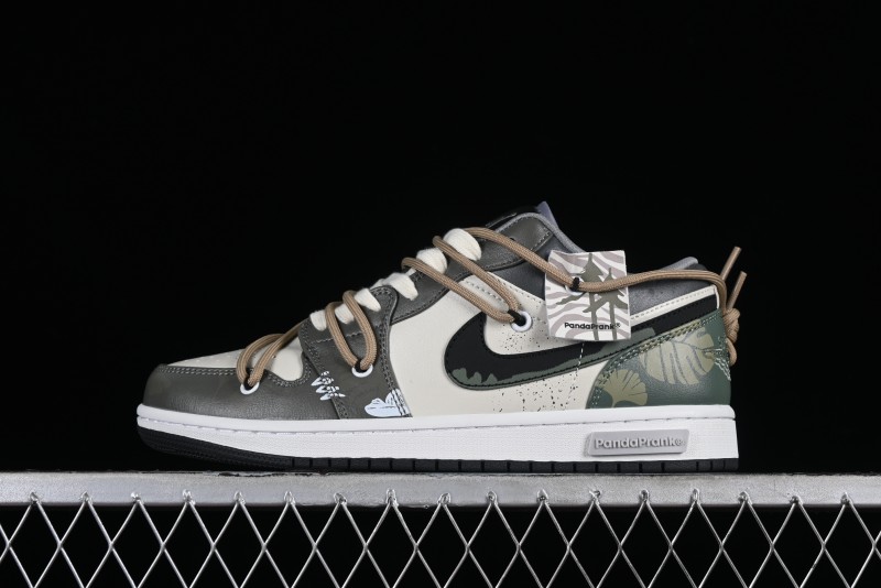 Nike Air Jordan 1 Low Customized Panda Mischief Jungle Adventure Casual Sneakers - 553558-040