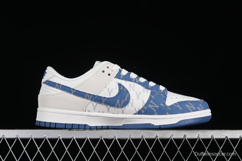Nike SB Dunk Low MLB Collaboration - Blue Denim Anniversary Custom Low-Top Casual Sneakers - DQ1098-348