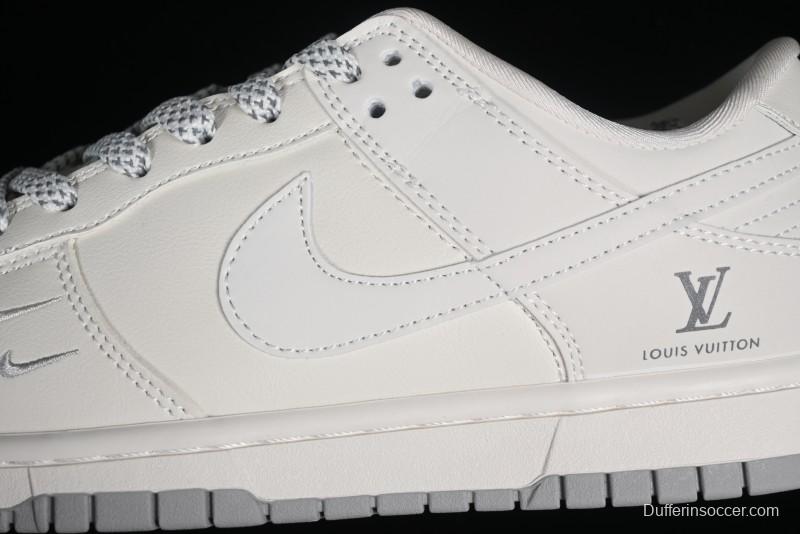 Nike SB Dunk Low LV Collaboration - Double Swoosh Beige Grey Anniversary High-End Custom Low-Top Casual Sneakers - FC2025-306