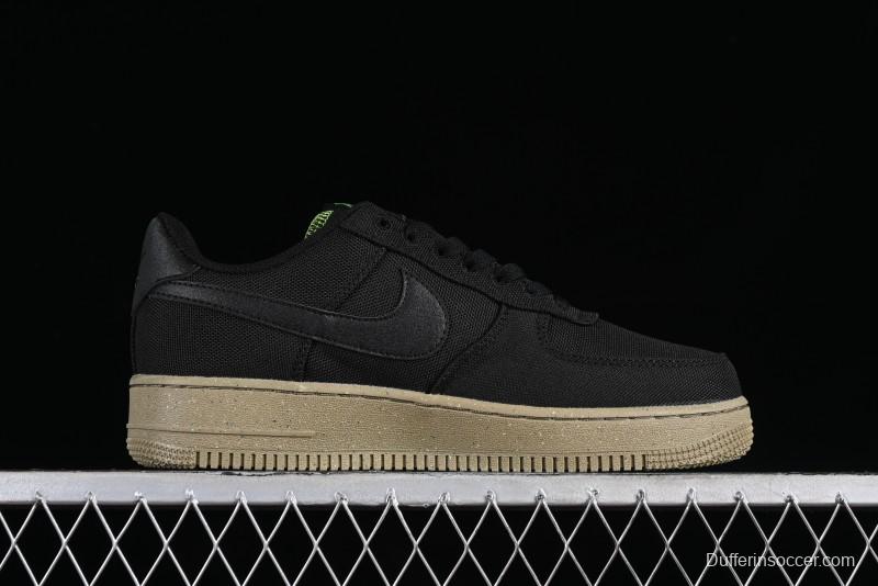 Nike Air Force 1 '07 Low Black Green Canvas Casual Sneakers - FJ4160-001