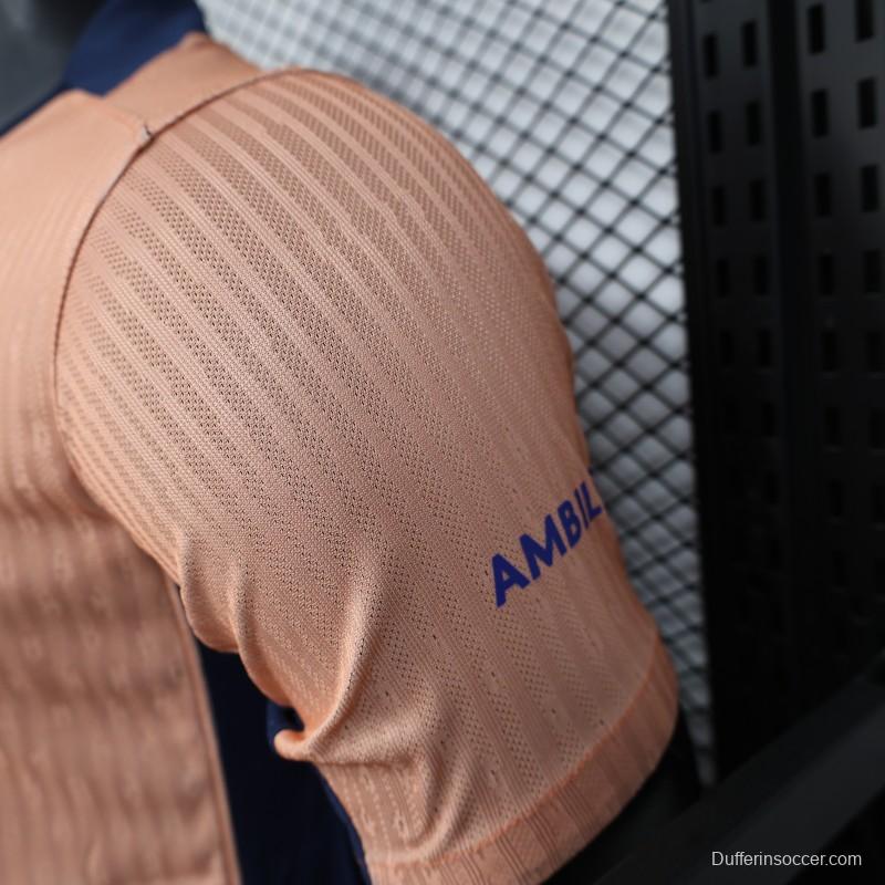 Player Version 25/26 FC Barcelona Pink 125Th Anniversary Jersey with Spotify Sponsor and Navy Blue Accents