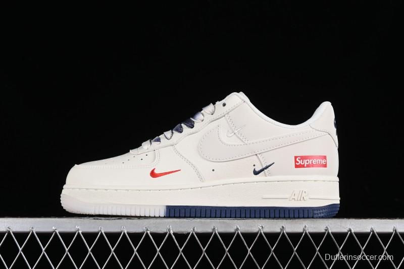 Nike Air Force 1 '07 Low Supreme Collaboration - White Blue Color Block Low-Top Casual Sneakers - XZ6188-001