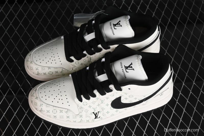 Nike Air Jordan 1 Low LV Collaboration - Printed Knight High-End Custom Low-Top Culture Basketball Shoes SJ9950-005
