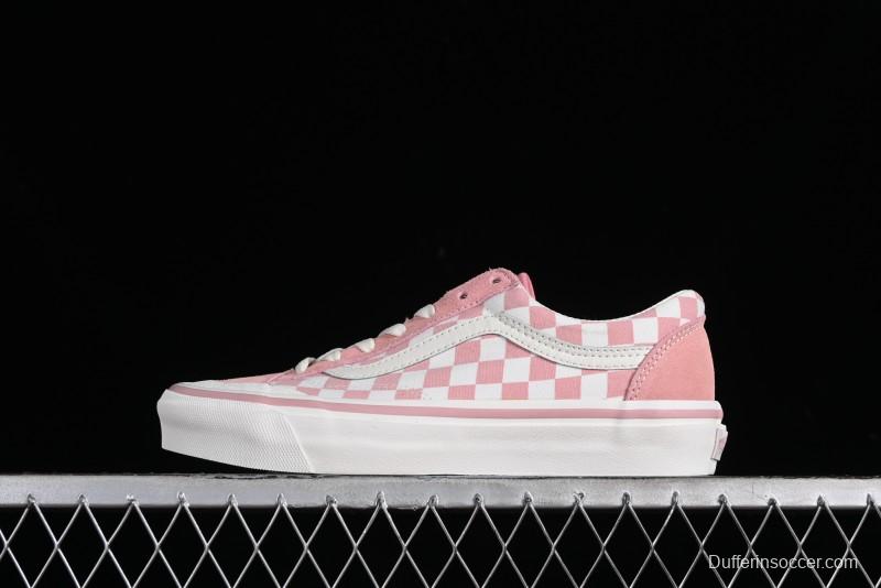 Vans Old Skool Reissue 136 Pink Checkerboard Low Top Retro Canvas Shoes - VN000MT6EBQ
