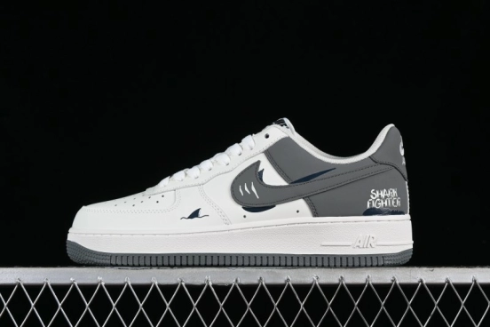 Nike Air Force 1 '07 Low "SHARK" Casual Sneakers with Full-Length Air Cushion - DB3301-220