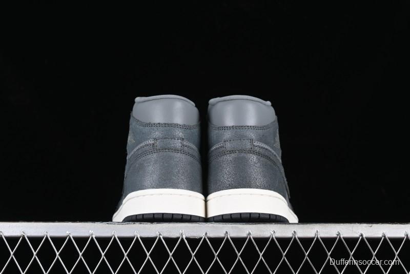 Nike Air Jordan 1 Mid Basketball Shoes in Space Gray - FJ3448-001