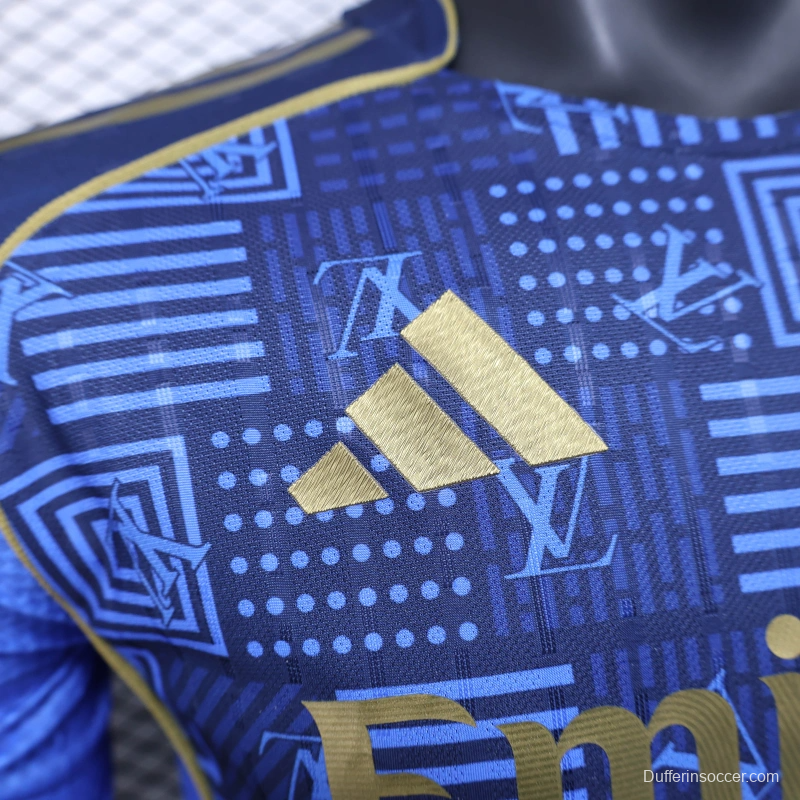 25/26 Player Version Real Madrid Blue Geometric Pattern Away Jersey
