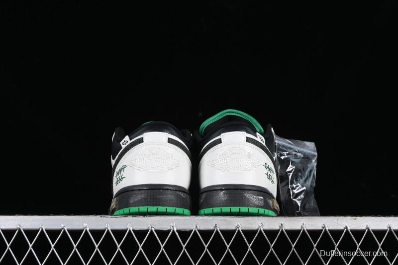 Nike Air Jordan 1 Low Retro Basketball Shoes with Panda Mischief Pioneer Rider Design - 553558-065