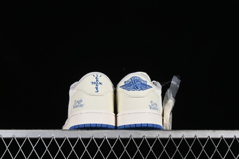 Nike Travis Scott x Fragment Design x Air Jordan 1 Low OG SP AJ1 LV Collaboration Light Blue Low-Top Casual Sneakers - LJ5188-007