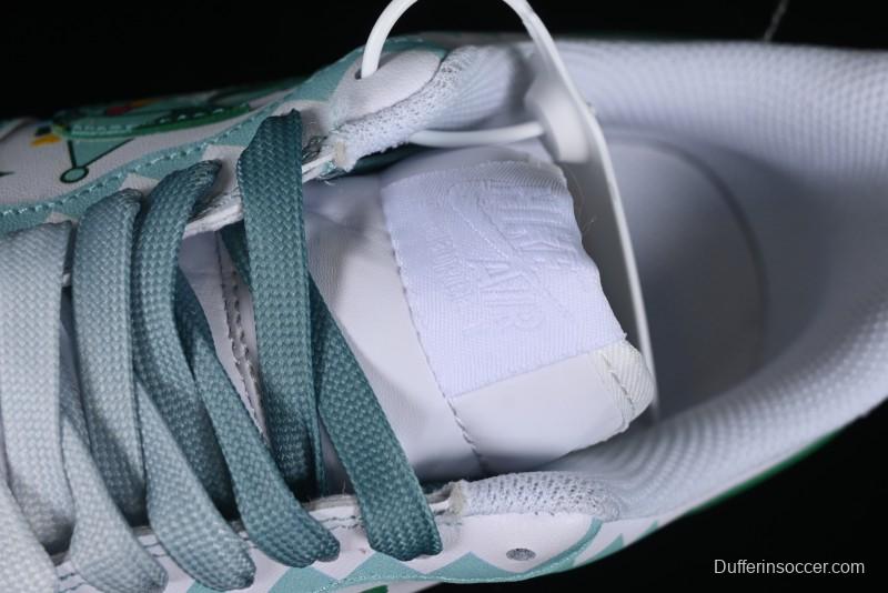 Nike Air Force 1 '07 Low Witch Collaboration Custom Leather Sneakers with Skull and Gradient White-Green Design - CW2288-111