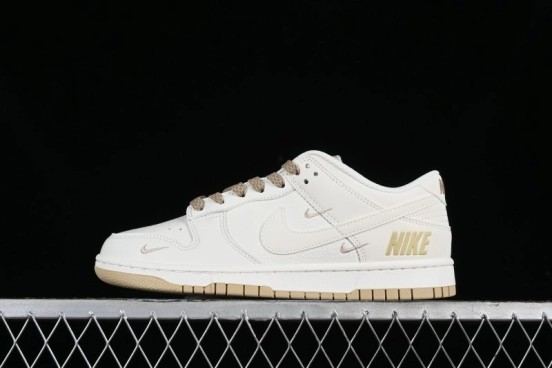 Nike SB Dunk Low Collaboration Three Swooshes Beige Gold Colorway Low-Top Casual Skateboarding Shoes - NK5639-326