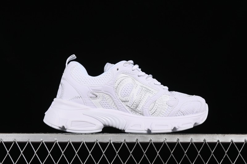 Dior Chrono Round Toe Lace-Up Lifestyle Casual Running Shoes - 10W WHITE
