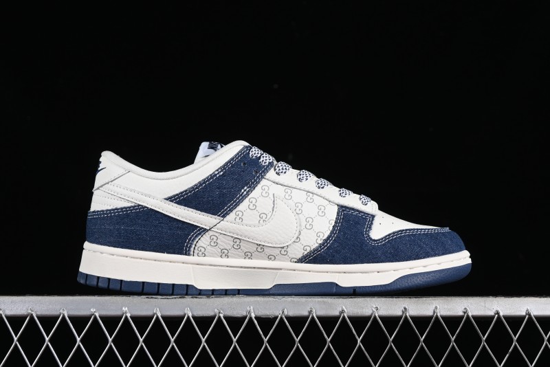 Nike SB Dunk Low Gucci Collaboration - Denim with Light Blue Swoosh Anniversary High-End Custom Low-Top Casual Sneakers - FC1688-141