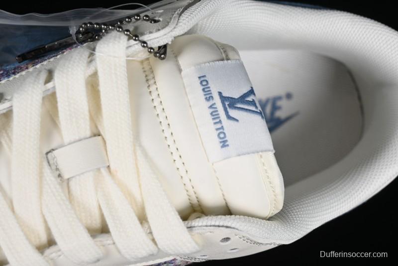 Nike SB Dunk Low LV Collaboration - Beige Blue Chanel Style Anniversary High-End Custom Low-Top Casual Sneakers - XX2025-323