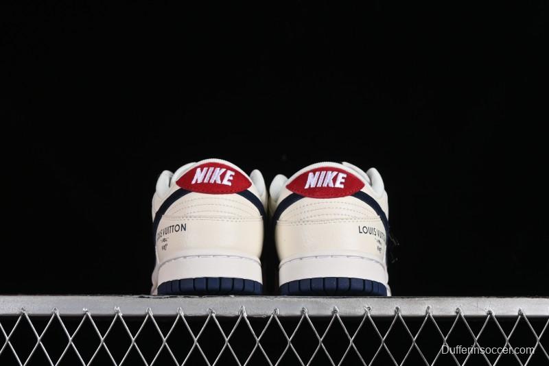 Nike SB Dunk Low LV Collaboration - Suede Navy Blue Anniversary High-End Custom Low-Top Casual Sneakers - FC1688-134