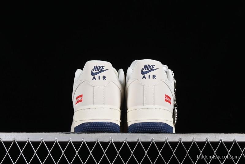 Nike Air Force 1 '07 Low Supreme Collaboration - White Blue Color Block Low-Top Casual Sneakers - XZ6188-001