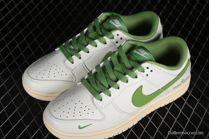 Nike SB Dunk Low Stone Island Collaboration - Spring Green Anniversary High-End Custom Low-Top Casual Sneakers - XB3802-348