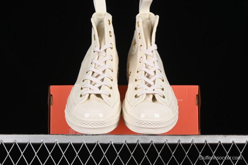 Converse Chuck 70s High Top Casual Sneakers with Cream Cloud and Gold Accents - A08232C