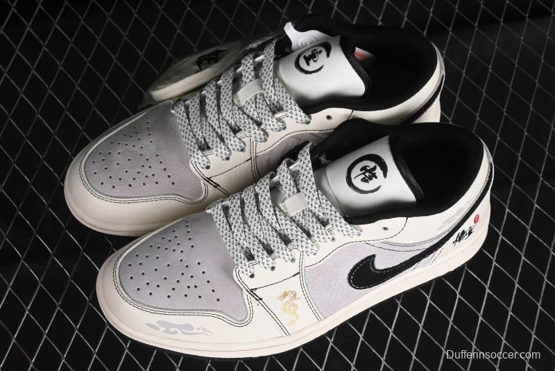 Nike Air Jordan 1 Low Retro Basketball Shoes Custom Black Myth Wukong Design - SJ9950-042