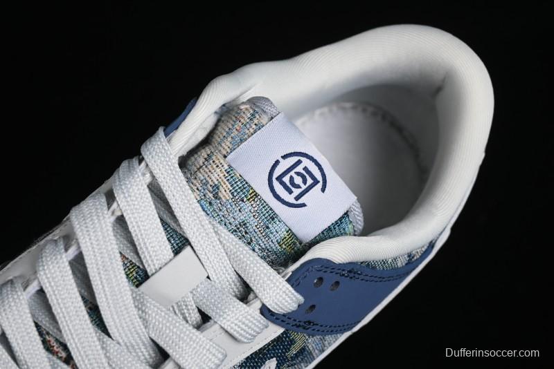 Nike SB Dunk Low CLOT Collaboration - Gray Blue Knit Anniversary Custom Low-Top Casual Skate Shoes - JH8310-950