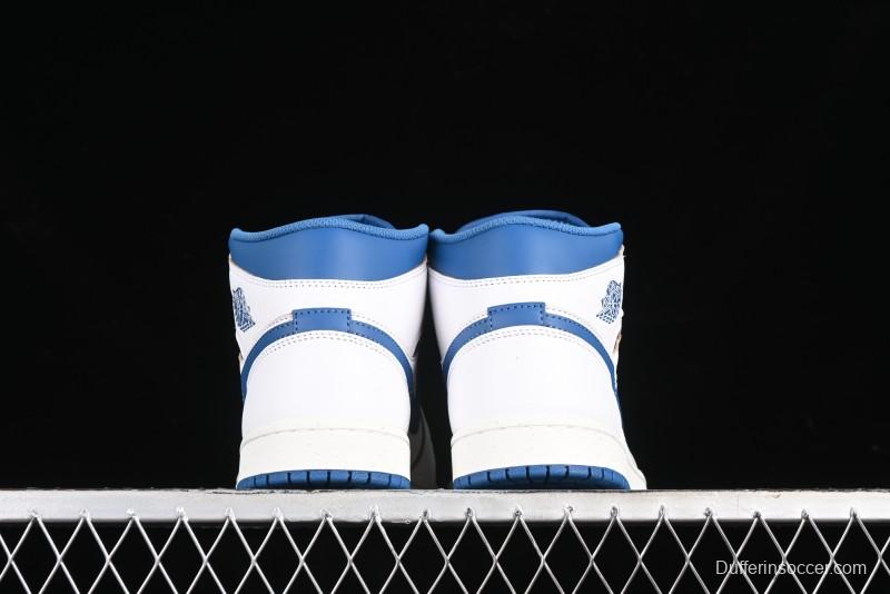 Nike Air Jordan 1 Mid Basketball Shoes Industrial Blue - FN5215-141