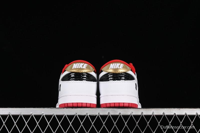 Nike SB Dunk Low UN Collaboration - White Black Patent Leather Anniversary Custom Low-Top Casual Skate Shoes - XB3802-349