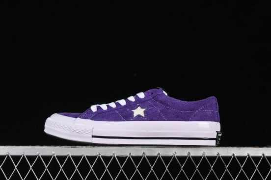 Converse One Star Retro Low-Top Skate Shoes in Purple Suede - 171586C