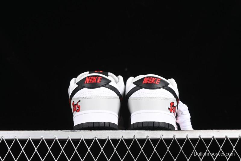 Nike SB Dunk Low Casual Skate Shoes - Anniversary Custom Edition in White/Grey/Black - LW1818-103