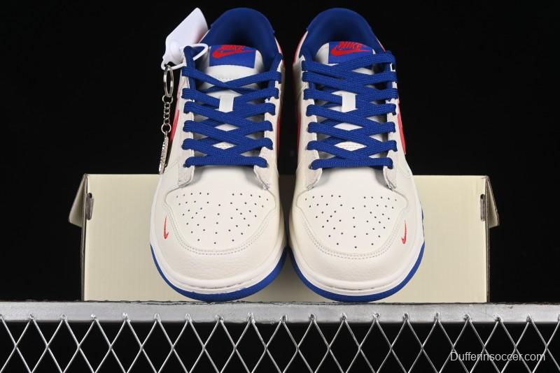 Nike SB Dunk Low Championship Collaboration - Off-White Red Swoosh Anniversary Custom Low-Top Casual Skate Shoes - KK1688-021