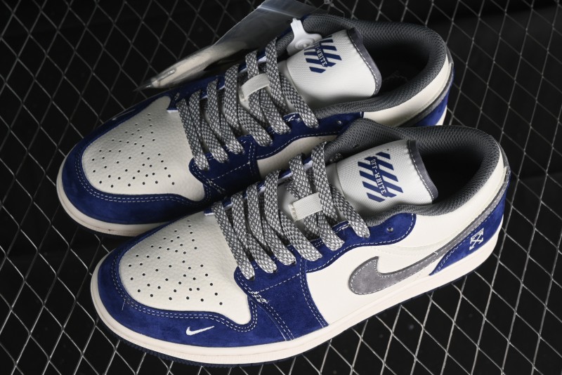 Nike Air Jordan 1 Low OFF-WHITE Collaboration - Qilin Blue Retro Basketball Shoes - WG8850-013