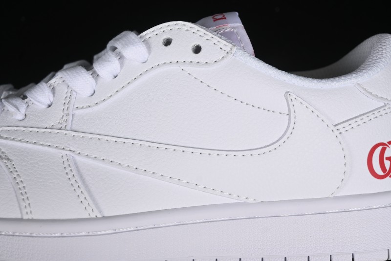 Nike Travis Scott x Fragment Design x Air Jordan 1 Low OG SP AJ1 Gucci Collaboration - White Low-Top Casual Sneakers LJ5188-014