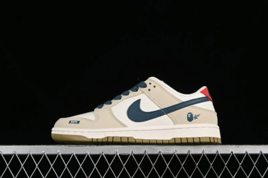Nike SB Dunk Low Bape Collaboration - Beige Blue Anniversary Custom Low-Top Casual Sneakers CF3688-011