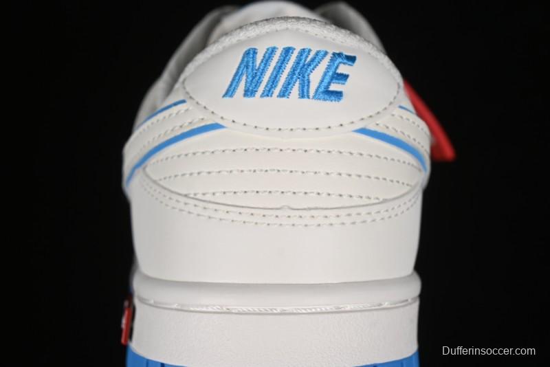 Nike SB Dunk Low Supreme Collaboration - Cream White with Sky Blue Swoosh Anniversary Customized Low-Top Casual Skate Shoes - DJ2024-012