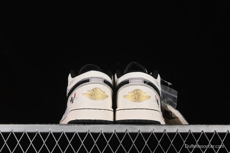 Nike Air Jordan 1 Low Retro Basketball Shoes Custom Black Myth Wukong Design - SJ9950-042